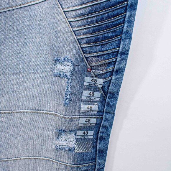 SouthPole Bleached Moto Jeans 48 x 34 Y2K Streetwear Hip Hop Skate - Picture 3 of 8